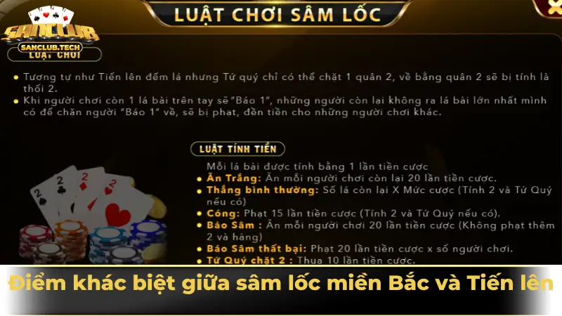 Điểm khác biệt giữa sâm lốc miền Bắc và Tiến lên